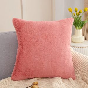 Modern Cushion Cases 45x45cm Faux Rabbit Pink